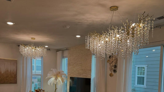 Gold Crystal Chandelier Collections for Dining Room Living Room (55in +30in